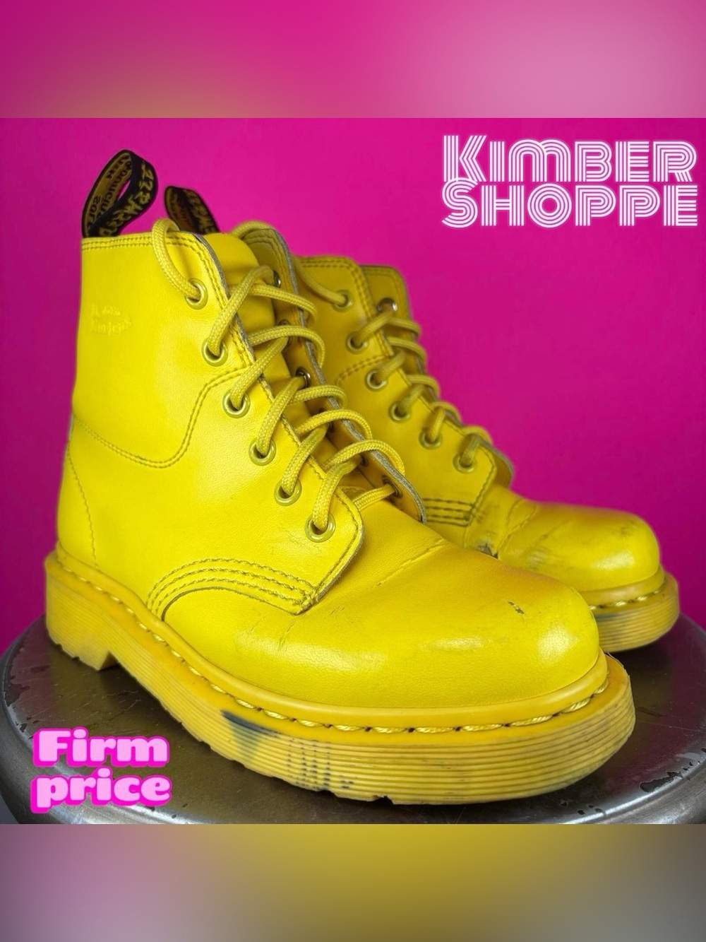 Dr. Martens Mono Yellow Leather Lace-Up Boot US 5 UK 3 EU 36